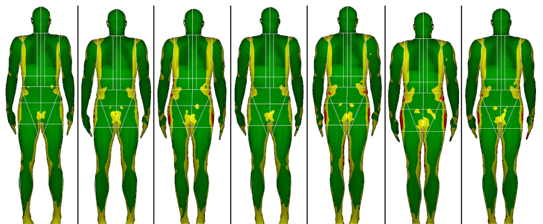 DXA body composition scan images: pre-season, in-season, post-season