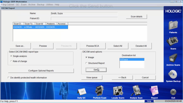 Transfer Hologic DXA body composition scan to FitTrace